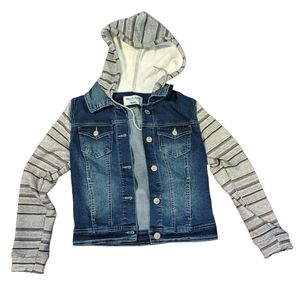 dual denim sweatshirt jacket